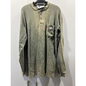 RASCO FR Flame Resistant Gray Henley Long Sleeve Work Shirt Men's L